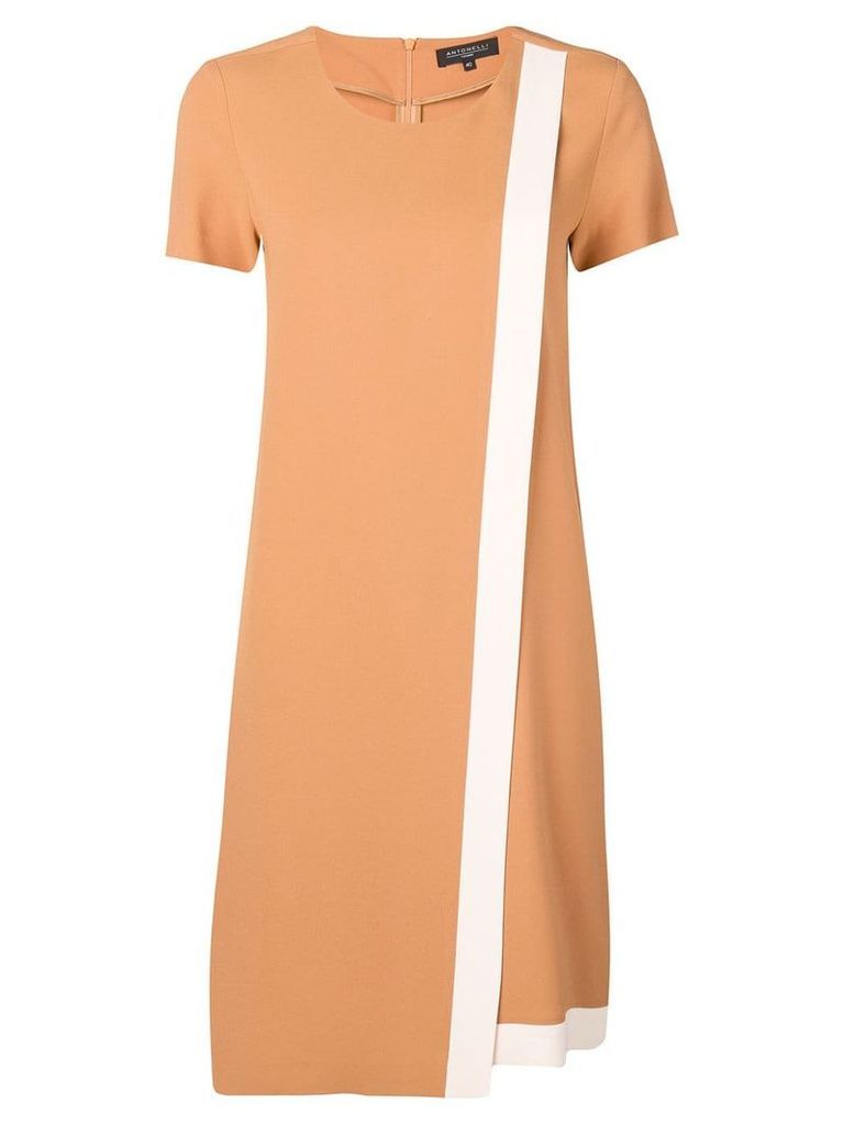 Antonelli wrap-style contrast panel dress - Brown