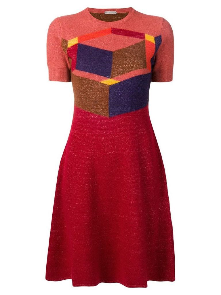 Bottega Veneta cubic intarsia knitted dress - Red