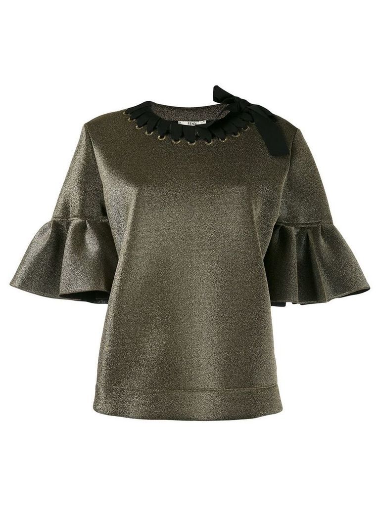 Fendi short bell sleeve blouse - Black