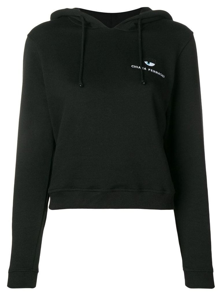 Chiara Ferragni embroidered logo hoodie - Black