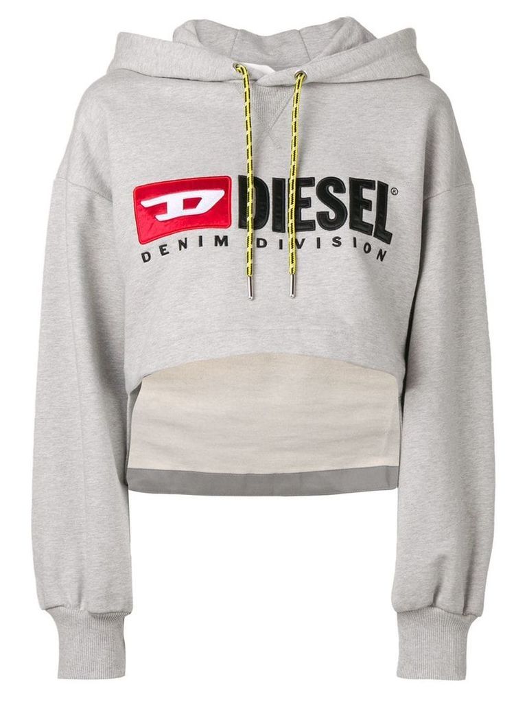 Diesel logo cropped hoodie - Grey