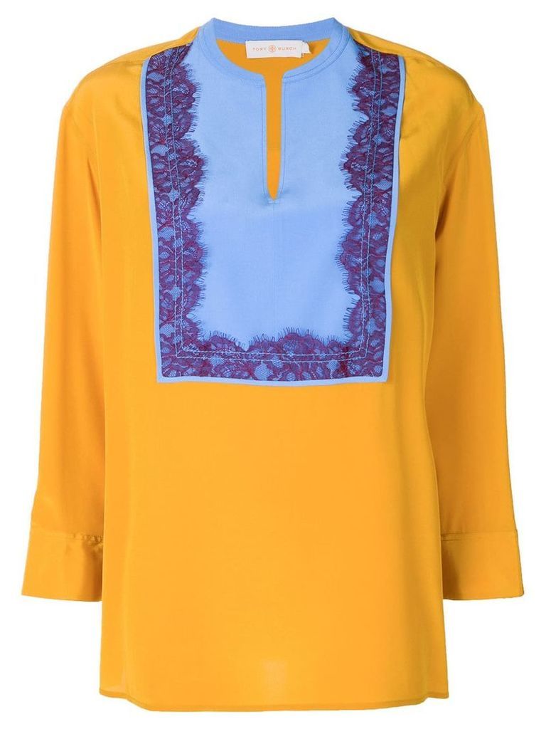 Tory Burch lace panel blouse - Orange