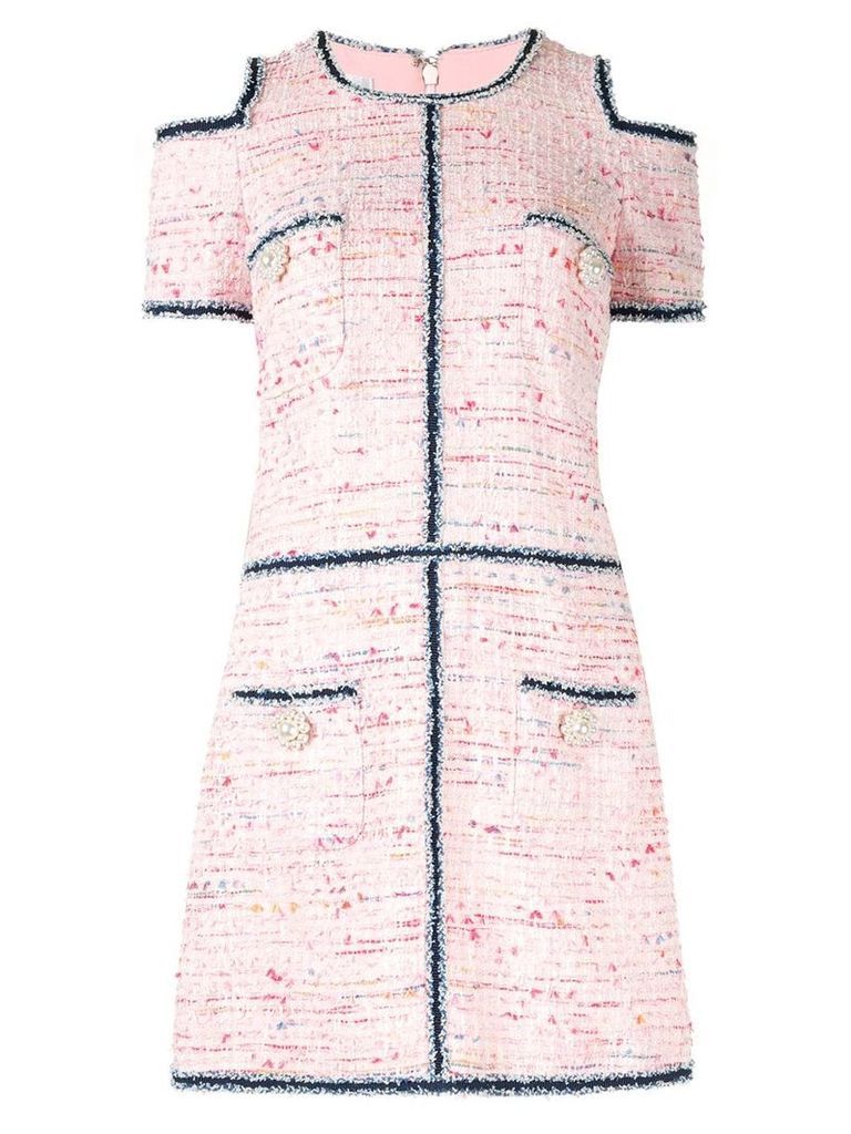 Edward Achour Paris cold-shoulder bouclé-tweed dress - Pink