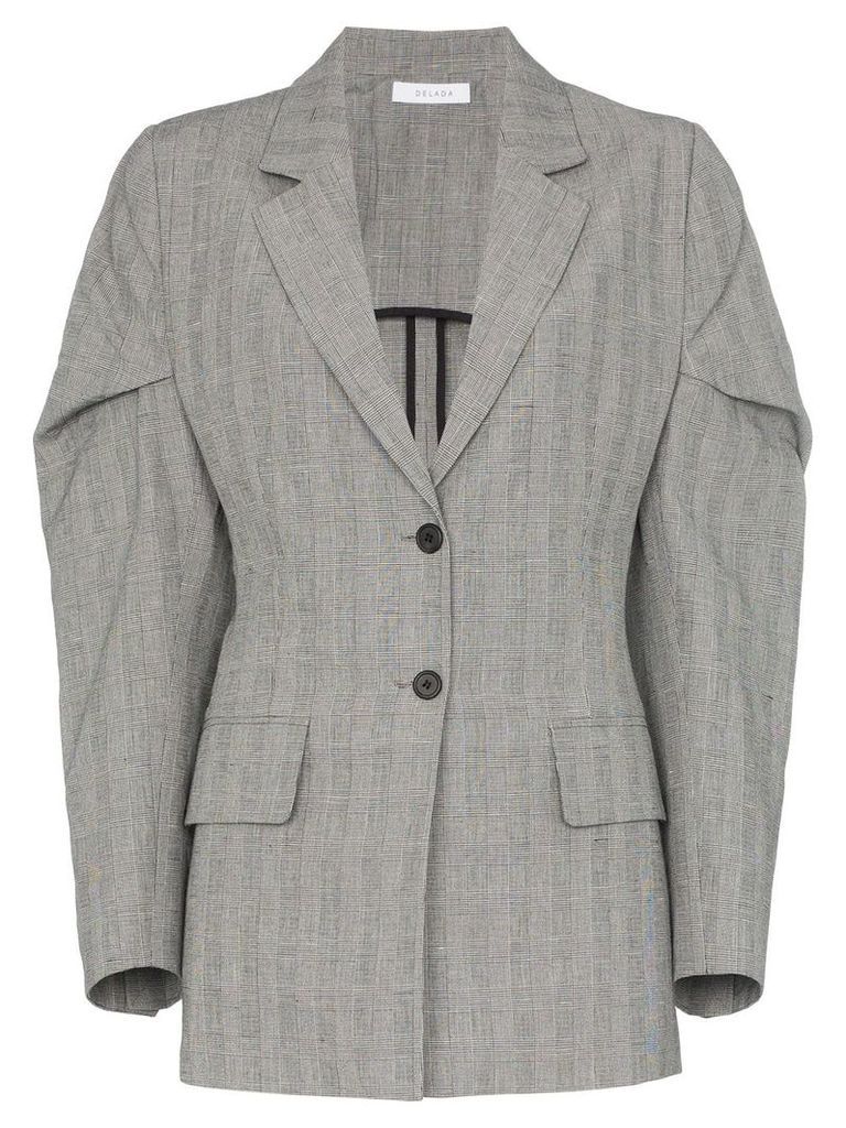 Delada exaggerated-sleeve checked blazer - Grey