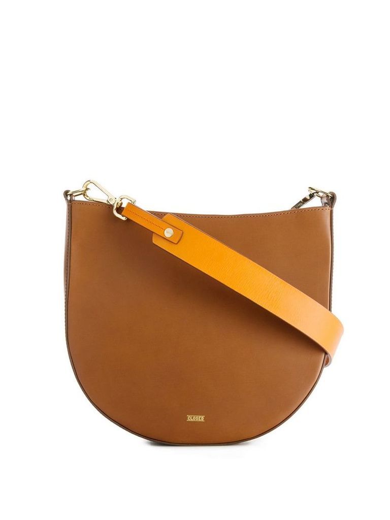 Closed contrasting strap shoulder bag - Brown