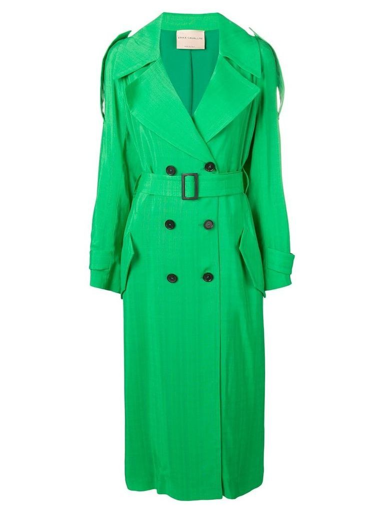 Erika Cavallini belted trench coat - Green