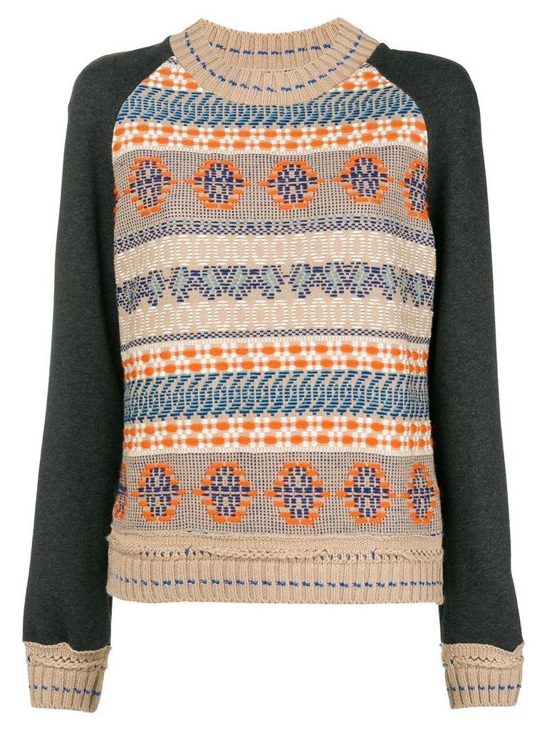 Miahatami embroidered crew neck sweater - Neutrals
