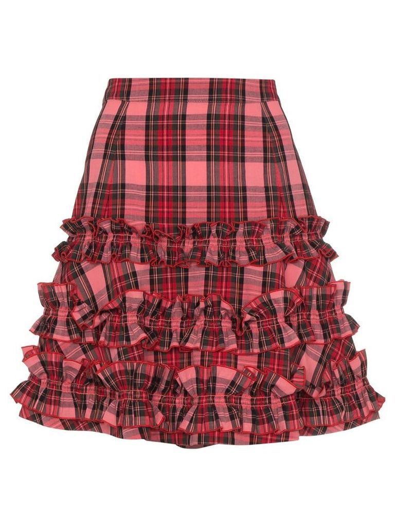 Molly Goddard tartan ruffle A-line skirt - Pink