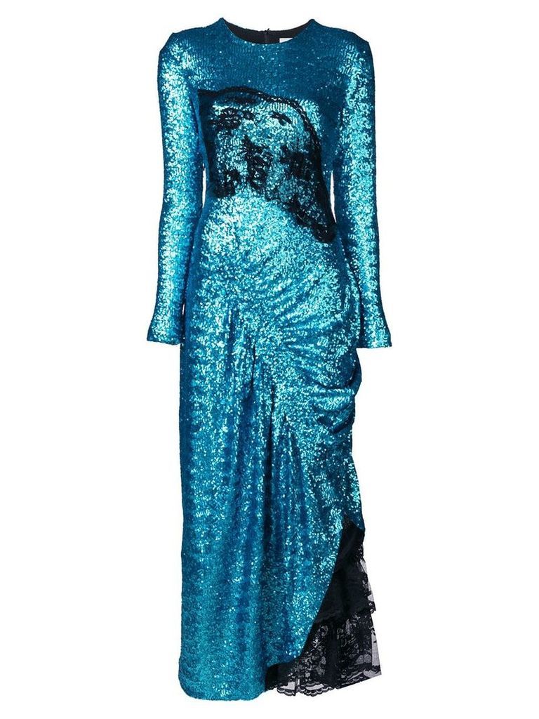 Preen By Thornton Bregazzi Dinah sequin draped dress - Blue