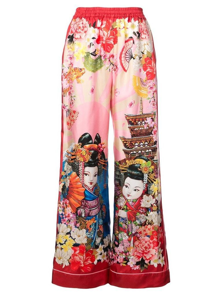 Dolce & Gabbana geisha print palazzo trousers - Pink