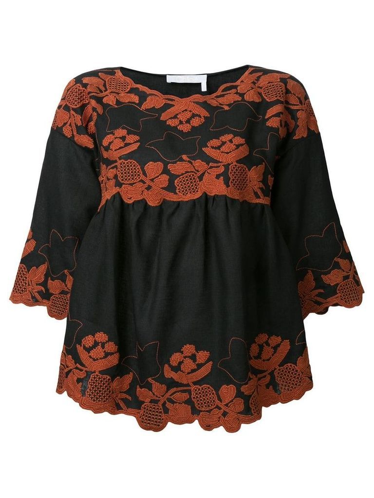 Chloé folk embroidered blouse - Black