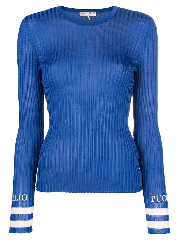 Emilio Pucci ribbed fitted sweater - Blue