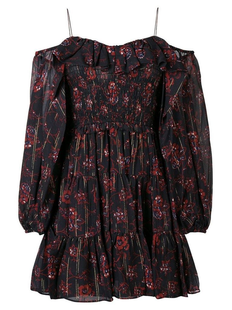 Ulla Johnson short off-shoulder floral dress - Black