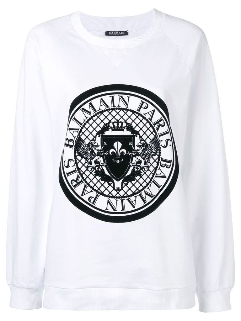 Balmain logo print sweatshirt - White