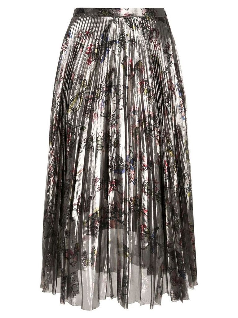 Markus Lupfer pleated floral skirt - Metallic