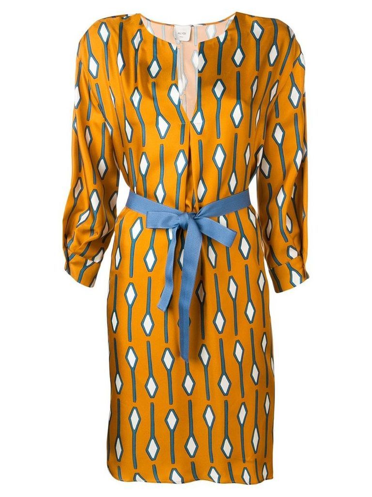 Alysi patterned fitted dress - Yellow
