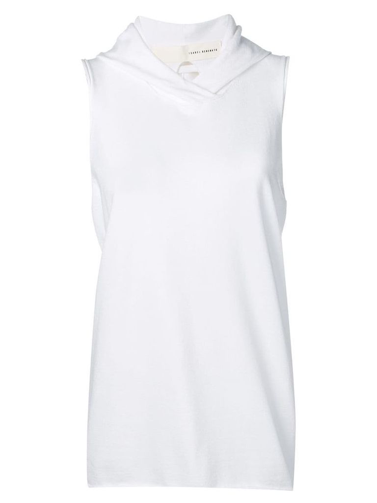 Isabel Benenato sleeveless hoodie - White