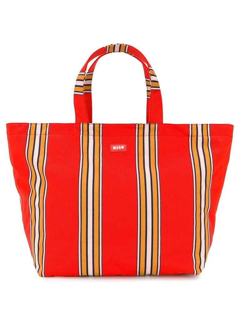 MSGM striped canvas maxi shopper - Orange