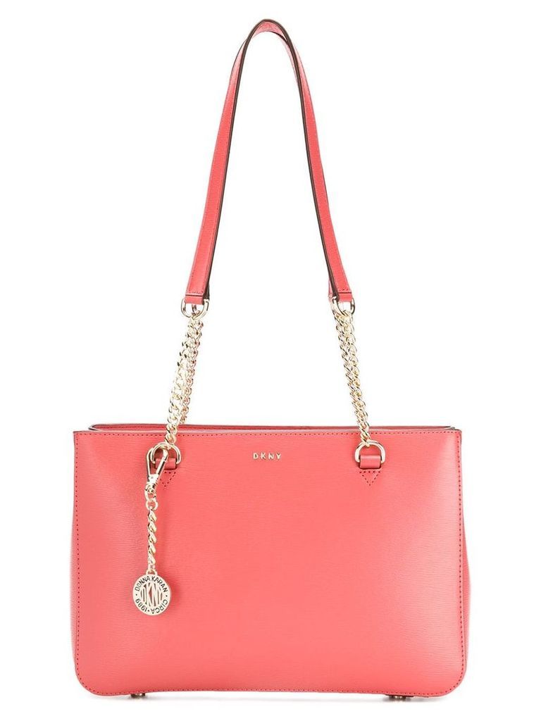 DKNY logo plaque tote bag - Red