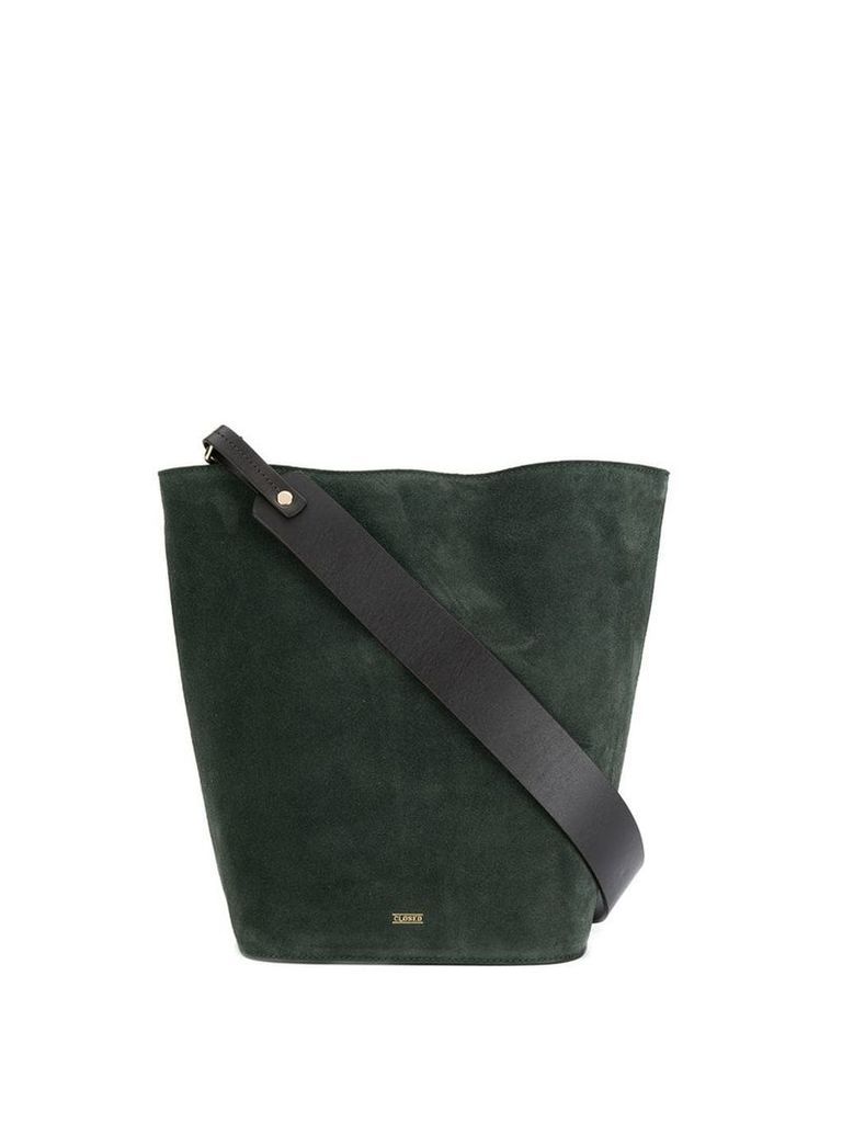 Closed contrasting strap shoulder bag - Green