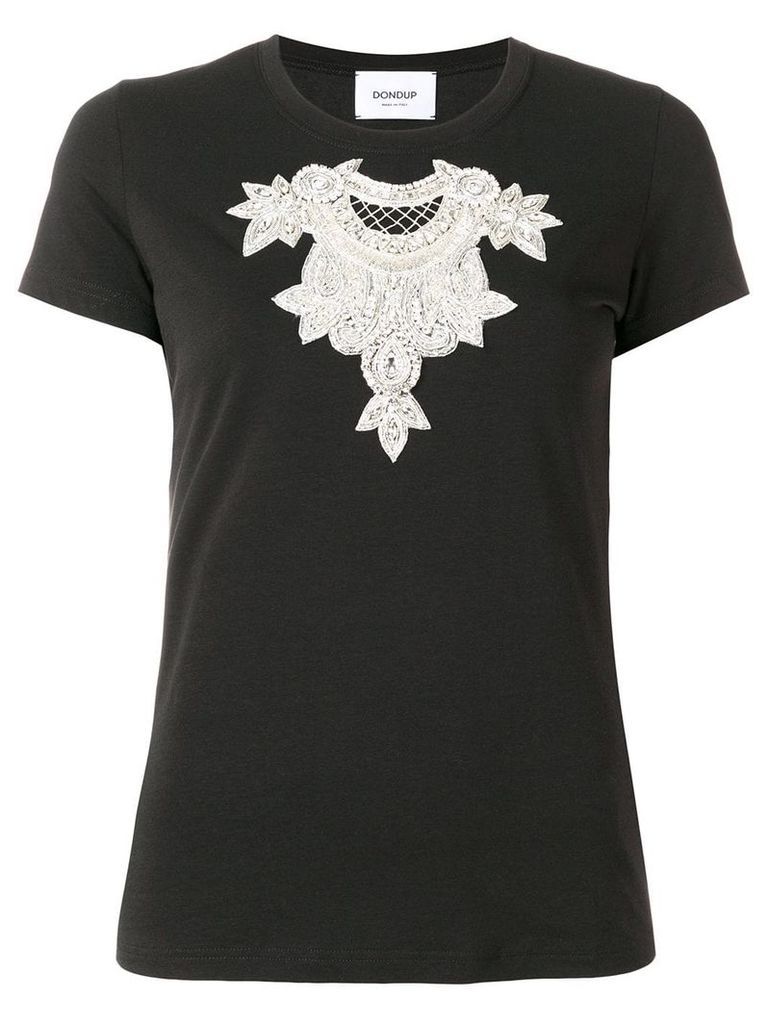 Dondup crystal embroidered T-shirt - Black