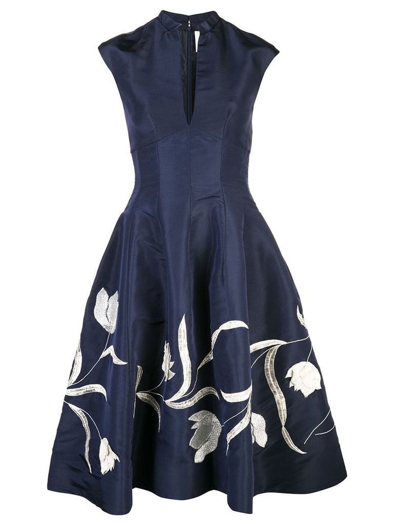 Oscar de la Renta tulip embroidered cocktail dress - Blue
