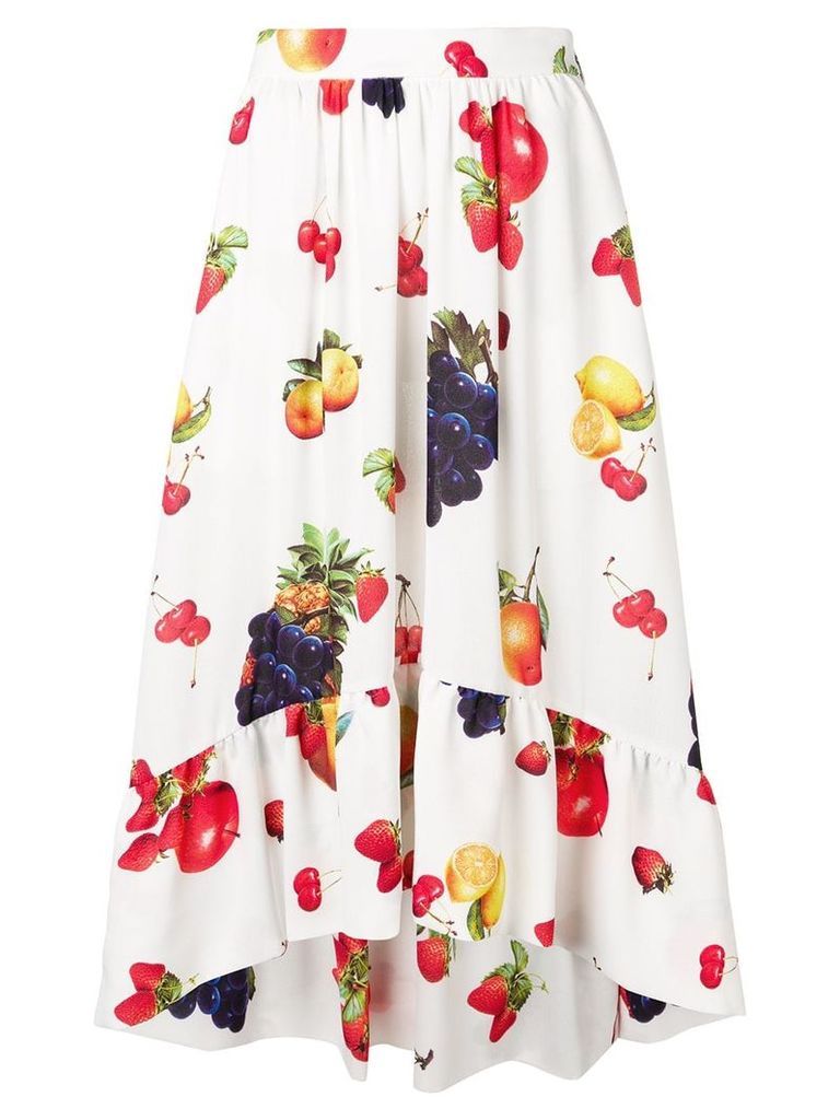 MSGM fruit print flared skirt - White
