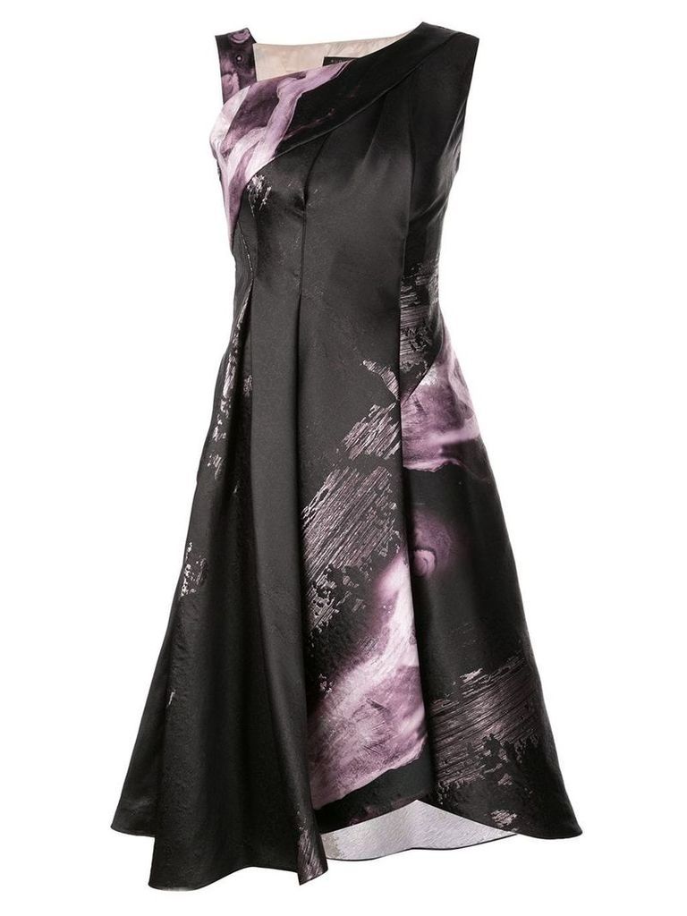 Rubin Singer floral A-line dress with asymmetrical neckline - Black