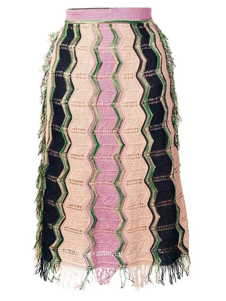 M Missoni striped knit a-line skirt - Pink