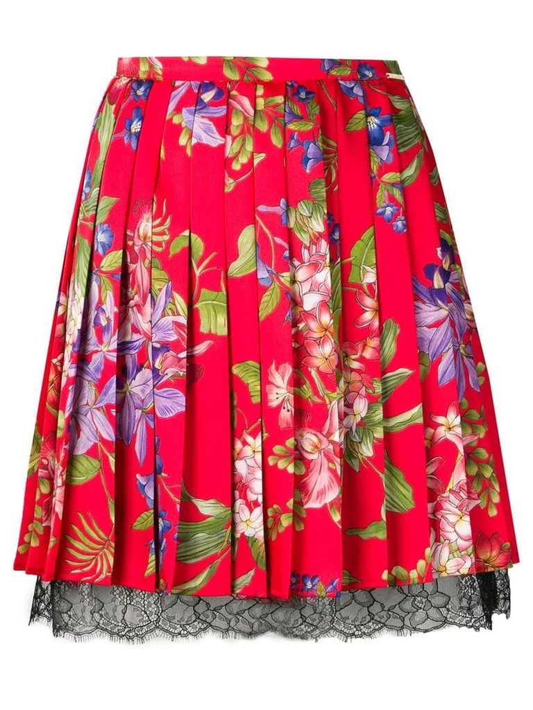 Liu Jo Iris Flower print pleated skirt - Red