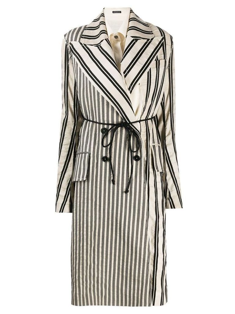 Ann Demeulemeester contrast panel striped coat - Neutrals
