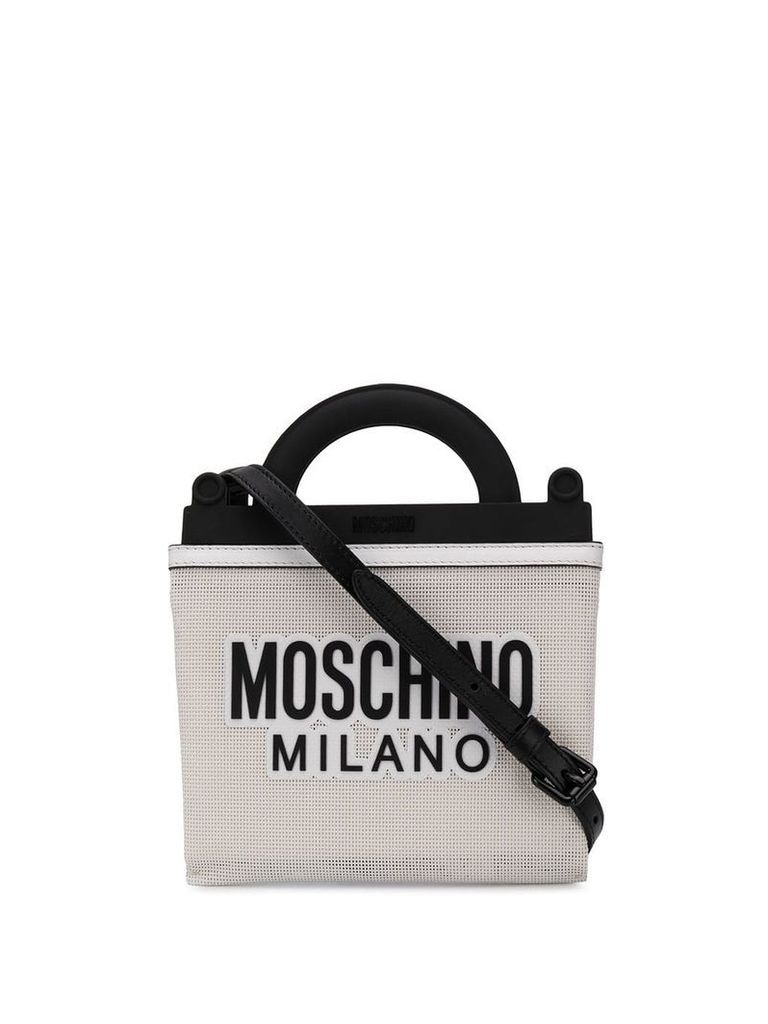 Moschino logo mesh tote bag - White
