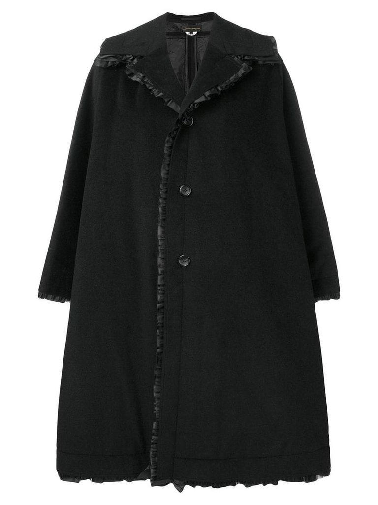 Comme Des Garçons oversized frill trim coat - Black