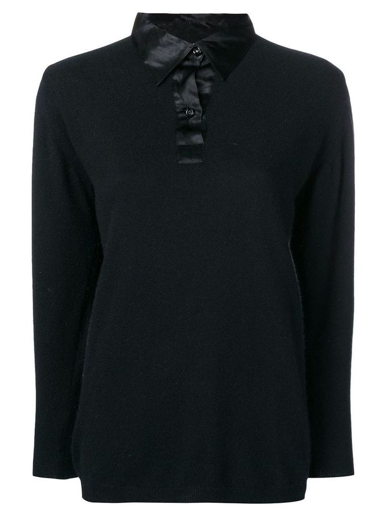 YVES SAINT LAURENT PRE-OWNED 1990's contrasting collar blouse - Black