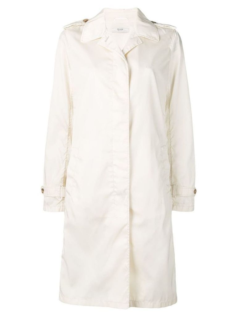 Prada Pre-Owned concealed fastening midi coat - White