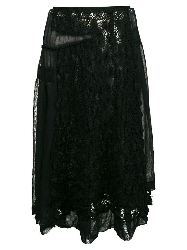 Comme Des Garçons Pre-Owned embroidered lace skirt - Black