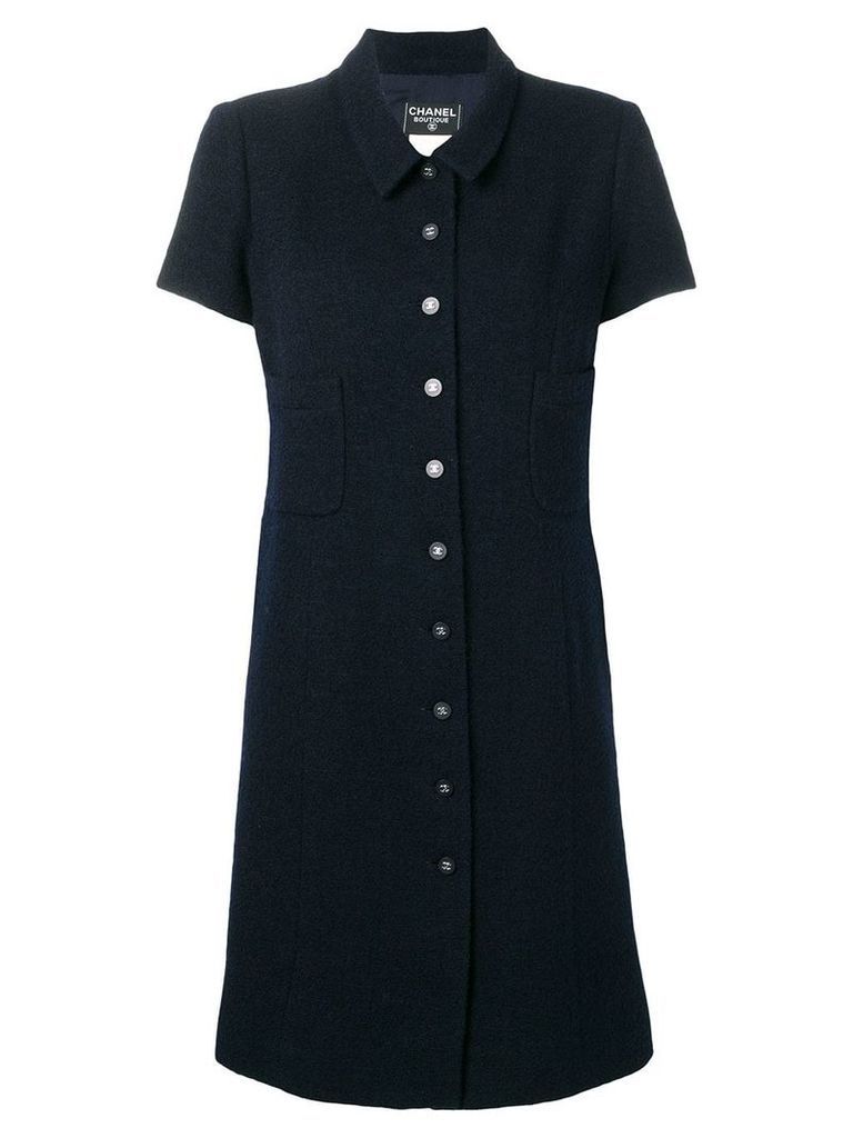 CHANEL PRE-OWNED 1996 woven shirt dress - Blue