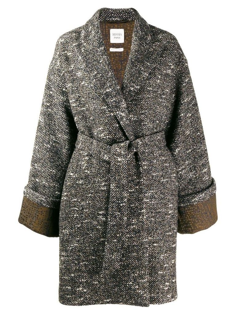 Hermès Pre-Owned 2000's tied knee-length coat - Brown