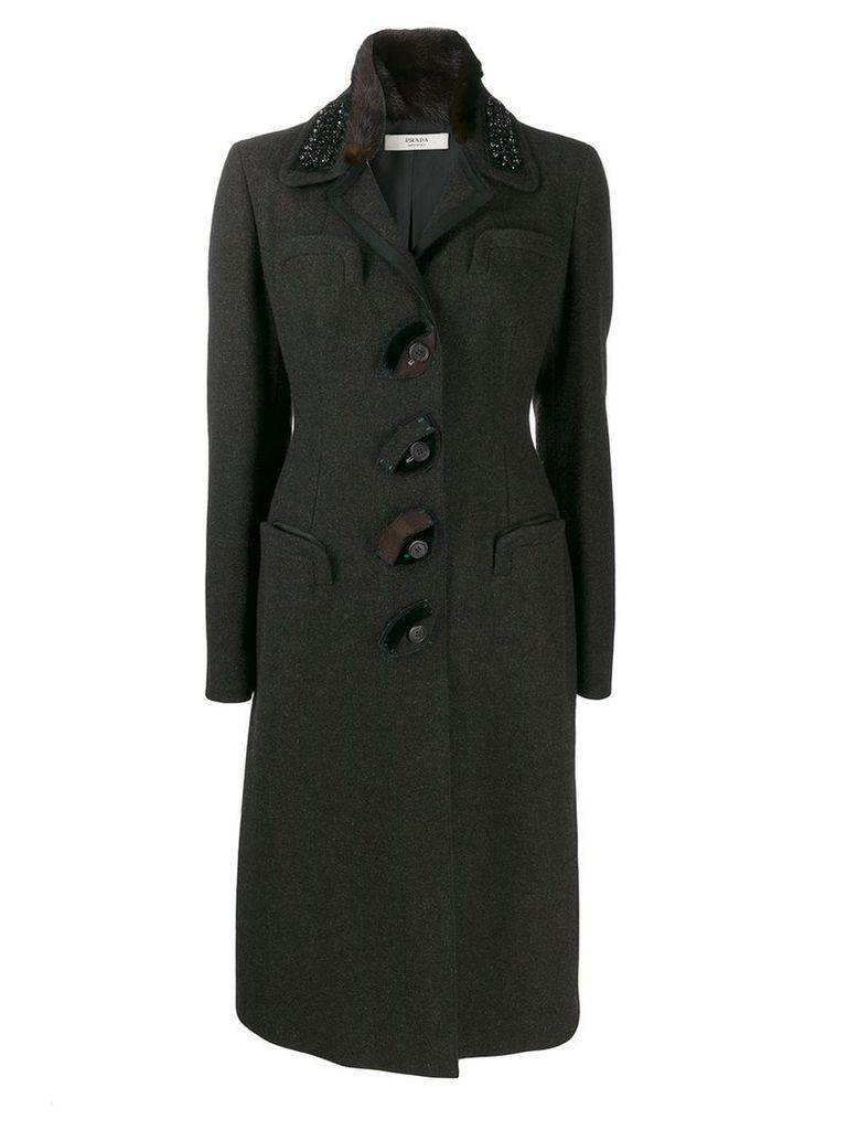 Prada Pre-Owned 2000s fitted waist midi coat - Black