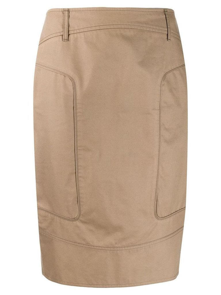GUCCI PRE-OWNED seam detailed pencil skirt - Neutrals