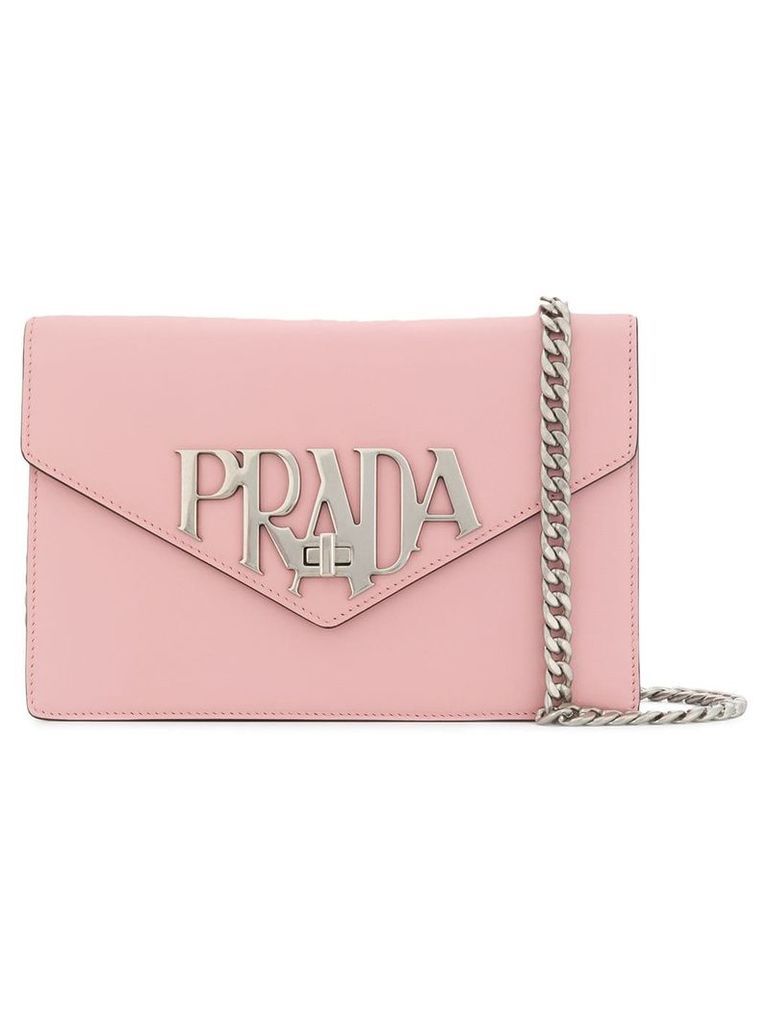 Prada logo plaque shoulder bag - Pink