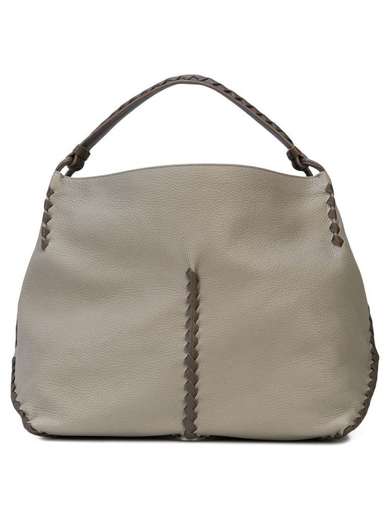 Bottega Veneta woven detailed shoulder bag - Grey