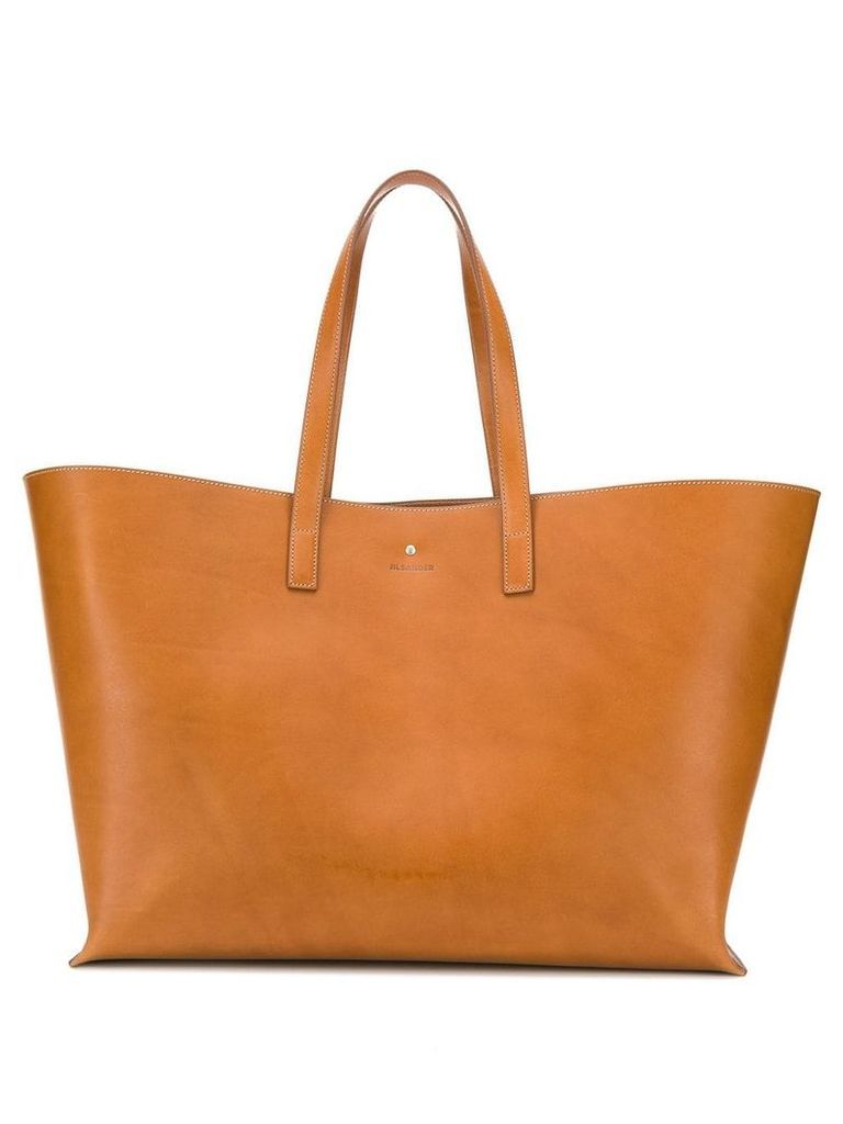 Jil Sander large leather tote bag - Brown