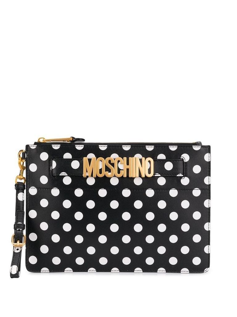 Moschino spot print clutch bag - Black