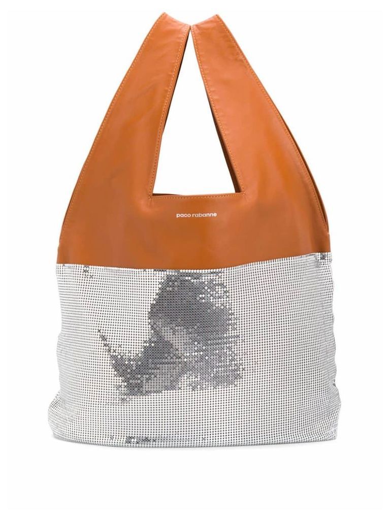 Paco Rabanne mesh embellished shoulder bag - Brown