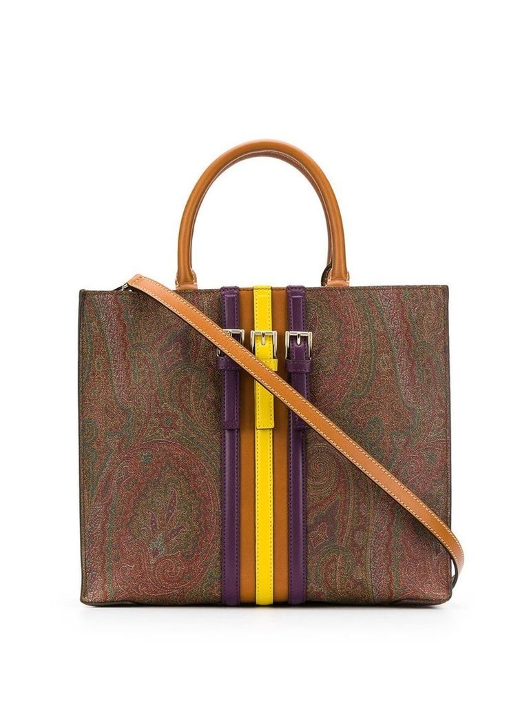 Etro buckle details paisley tote - Brown