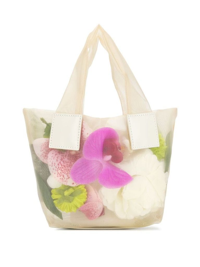 Kara mini floral print tote bag - Neutrals