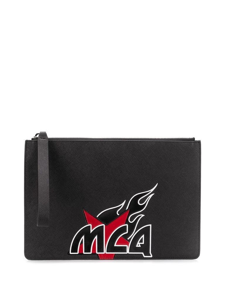 McQ Alexander McQueen fire logo clutch bag - Black