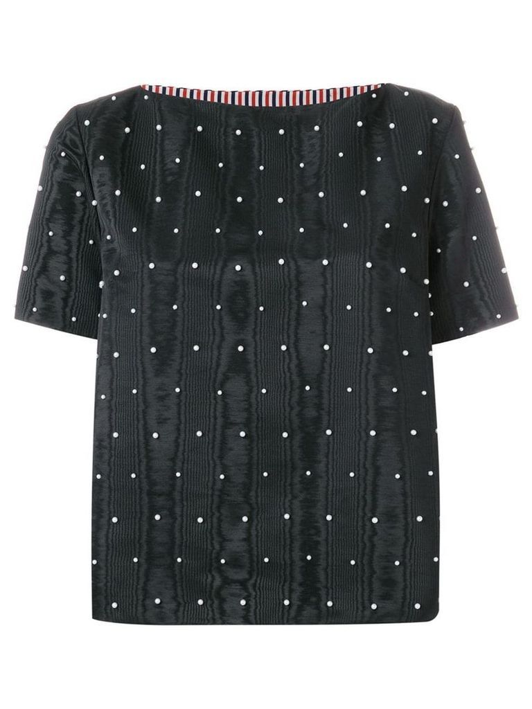 Thom Browne Pearl Embroidered Moire Tee - Black