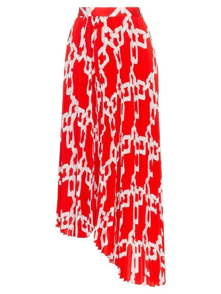 MSGM chain print asymmetric pleated skirt - Red